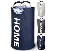 WELLENBORG Cesto Cesta Biancheria Sporca Salvaspazio Pieghevole Grande Lavabile Blu - 82L Porta Cestino Biancheria Sporca per Bagno - Cesto Porta Panni Sporchi Ceste Cesta Bucato