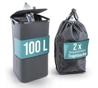 WELLENBORG Contenitore per bottiglie di pegno con coperchio, con 2 tasche per il trasporto e chiusura in velcro, grande capacità, 100 l, contenitore vuoto con ampio inserimento, pieghevole e lavabile