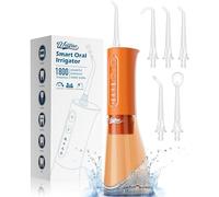 WELLFINE Flosser dentale per acqua, strumento portatile senza fili, 4 modalità, filo interdentale Pic 300 ml, ricaricabile, potente irrigatore orale IPX7 impermeabile per la pulizia delle gengive per