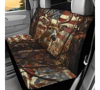 WELLFLYHOM Coprisedili per auto da caccia con cervo per donne e uomini, coprisedili posteriori con bandiera americana, accessori per auto, universali, copertura protettiva per camion, SUV, furgoni,