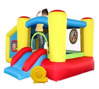 WELLFUNTIME Casa gonfiabile di rimbalzo con il ventilatore, scivolo del castello di salto, buttafuori dei bambini con la fossa della palla, orlo di pallacanestro, gioco di bersaglio del dardo