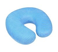 WELLGRO Cuscino Cervicale Con Rivestimento Rimovibile, In Memory Foam, Chiusura Lampo, Con Linguetta Per Il Trasporto, Ca. 28 X 28 X 9 Cm, Blu A Strisce