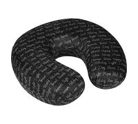 WELLGRO Cuscino Cervicale Con Rivestimento Rimovibile, In Memory Foam, Chiusura Lampo, Con Linguetta Per Il Trasporto, Ca. 28 X 28 X 9 Cm, Nero Con Scritta