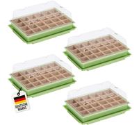 WELLGRO Mini Serra Per 24 Piante, Plastica/Cellulosa, Quantità Selezionabile, Ca. 27 X 19 X 10 Cm, 4 Pezzi, Verde/Trasparente