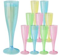 WELLGRO Set di bicchieri da spumante da 150 ml, in plastica colorata trasparente, infrangibili, senza BPA, riutilizzabili, per champagne, numero di pezzi: 30 pezzi