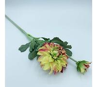 Wellhome - Bouquet di Dalia con 2 Teste di Ø9 cm a Colori, Giallo 58 cm