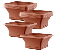 WELLHOME Ciotola Sally 12 unità identiche vasi quadrato 40 cm con piattino, terracotta