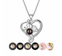 Wellhoope Personalizzato Foto Farfalla Collana Proiezione Ti Amo 100 Lingue Ciondolo Memoria Collana Ciondolo Compleanno Anniversario Simpatia Regalo per Nonno Nonna Mamma Papà