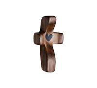wellhouse Cross My Heart | Croce di incoraggiamento in legno con punta delle dita, antistress, idea regalo tascabile, piccola croce in legno, comoda croce per preghiera per mano (noce 1 pezzo)