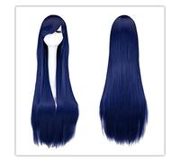 WELLHY Ahri Parrucca Blu Scuro LOL Parrucca Cosplay Anime 100 cm Lungo Rettilineo Navy Capelli Sintetici Parrucche Peruca Parrucche Coser Parrucca