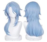 WELLHY Genshin Impact Kamisato Ayato Parrucca Cosplay Costume di Halloween Anime Party Parrucca Coser for Capelli con Riga Laterale a Strati Blu