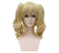 WELLHY Parrucca Cosplay 45 cm/17.71 Pollici Donne Harleen Quinzel Parrucche Cosplay Bionda Resistente al Calore Capelli Sintetici Perucas Cosplay Parrucca for Coser