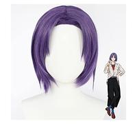 WELLHY Parrucca Cosplay Anime Cosplay Murr Parrucca Donna Ragazza Viola Capelli Corti Resistente al Calore Capelli Sintetici con Protezione for Parrucca Gratuita for Halloween Party Carnevale Vita Not