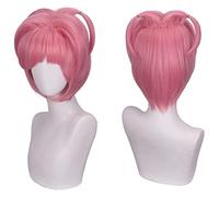 WELLHY Parrucca Cosplay Anime Doki Doki Literature Club Parrucca Donna Rosa Caschetto Capelli Corti for Natsuki Gioco di Ruolo Parrucche for Feste di Halloween con Cappuccio for Parrucca Parrucca Cose