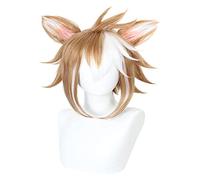 WELLHY Parrucca Cosplay Anime Gioco Cosplay Parrucca for Genshin Impact Gorou con Doppia Clip Orecchie Colore Capelli Modellazione Party Dress Up Parrucca Capelli Sintetici Resistenti al Calore + Capp