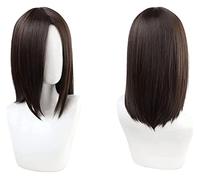 WELLHY Parrucca Cosplay Anime L'attacco dei Giganti Parrucca Eren Parrucca Castano Scuro Media Lunghezza Capelli Lisci con Cappuccio Parrucca for Halloween Festa Carnevale Vita Notturna Concerti Parru