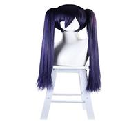 WELLHY Parrucca Cosplay Anime Parrucca Cosplay for Genshin Impact Astrologo Mona Megistus Donna con doppia di cavallo Frangia Capelli Modellazione Parrucca da sera Parrucca Capelli sintetici resistent