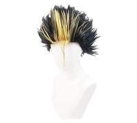 WELLHY Parrucca Cosplay Anime Parrucche Cosplay Haikyuu Yu Nishinoya Capelli Corti Maschile Parrucca Nera e Gialla Parrucche Cosplay del Partito + Protezione della Parrucca for Coser