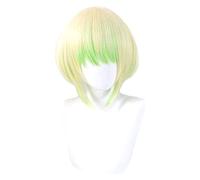 WELLHY Parrucca Cosplay Anime Parrucche Cosplay PROMARE MadBurnish Giallo Sfumato Verde Capelli Corti Parrucca Femminile Parrucche Cosplay del Partito + Protezione della Parrucca for Coser