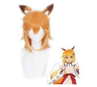 WELLHY Parrucca Cosplay Anime Sewayaki Kitsune No Senko-San Senko Parrucche Costume Cosplay Gradiente Capelli Corti Parrucca Festa di Halloween con Orecchie for Coser