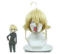 WELLHY Parrucca Cosplay Anime Tanya von Degurechaff Parrucca Bionda Corta Soffici Capelli Giochi di Ruolo Parrucche con Protezione della Parrucca for la Festa Quotidiano Halloween Coser Parrucca