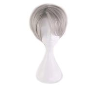 WELLHY Parrucca Cosplay Anime Yuri!!!su Ghiaccio Victor Nikiforov Cosplay Breve Parrucca Grigio Argento Capelli Sintetici + Protezione della Parrucca Festa di Halloween Gioco di Ruolo Prop for Coser