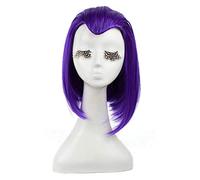 WELLHY Parrucca Cosplay Corvo Parrucche Cosplay Anime Parrucca Cosplay Corta Corta Viola Halloween Capelli Sintetici Resistenti al Calore for Coser