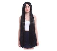 WELLHY Parrucca Cosplay Donne 100 cm Parrucche Cosplay Lungo Rettilineo Nero Fibra Ad Alta Temperatura Parrucca Cosplay Perucas Capelli Sintetici for Coser