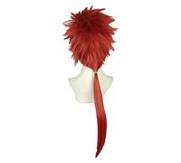 WELLHY Parrucca Cosplay FF7 Final Fantasy VII FFVII Reno 75cm Parrucca Lunga Rossa in Fibra ad Alta Temperatura for Capelli + Protezione for Parrucca for Coser