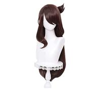 WELLHY Parrucca Cosplay Genshin Impact Beidou Parrucche Cosplay Parrucca Diritta Marrone Lunga con panino Capelli Sintetici Resistenti al Calore Gioco Cos Halloween for Coser