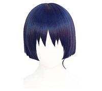 WELLHY Parrucca Cosplay Genshin Impact Scaramouche Parrucca Cosplay Parrucca Corta Blu Viola Parrucche Sintetiche Resistenti al Calore + Protezione Parrucca for Coser