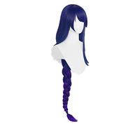 WELLHY Parrucca Cosplay Gioco Genshin Impact Shogun Parrucca Cosplay Lunga Blu Viola Intrecciata Resistente al Calore Capelli Sintetici Parrucche Cosplay Anime + Protezione della Parrucca for Coser