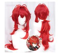 WELLHY Parrucca Cosplay Kосплей Gioco Genshin Impact Parrucca Cosplay Encer Merah Panjang Парик Kuncir Rambut Sintetis Tahan Panas Natal Halloween for Coser