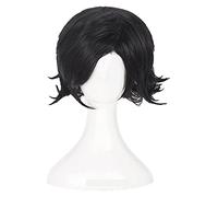 WELLHY Parrucca Cosplay Katekyo Hitman Reborn!Lambo Luka Marca Daes Parrucche Cosplay Parrucca Sintetica Resistente al Calore Nera Corta + Cappuccio for Parrucca for Coser