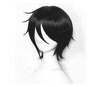 WELLHY Parrucca Cosplay Kuroshitsuji Black Butler Michaelis Breve Nero Resistente al Calore Anime Cosplay Costume Parrucca + Traccia + Protezione della Parrucca for Coser