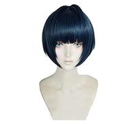 WELLHY Parrucca Cosplay P5 Persona 5 Tae Takemi Corto Blu Nero Resistente al Calore dei Capelli del Costume Cosplay Parrucca + Protezione della Parrucca for Coser
