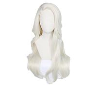 WELLHY Parrucca Cosplay Parrucca Elsa Parrucca Cosplay Principessa Snow Ice Queen Parrucca Cosplay for Capelli Sintetici Resistenti al Calore Ondulati Lunghi + Cappuccio for Parrucca for Coser