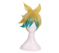WELLHY Parrucca Cosplay Parrucche Cosplay Ezreal The Prodigal Explorer Parrucca Sintetica Resistente al Calore a Gradiente di Colori Misti + Cappuccio for Parrucca for Coser