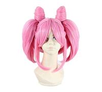 WELLHY Parrucca Cosplay Sailor Moon Sailor Chibi USA Chibiusa Corta Rosa Clip di Cavallo Capelli Sintetici Termoresistenti Costume Cosplay Parrucca + Retina for Coser