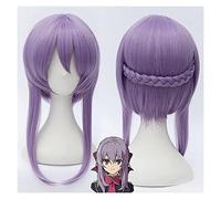 WELLHY Parrucca Cosplay Seraph of The End Hiiragi Shinoa Parrucche Viola Chiaro Capelli Sintetici Resistenti al Calore Parrucca Cosplay + Cappuccio for Parrucca + Forcina Bowknot for Coser