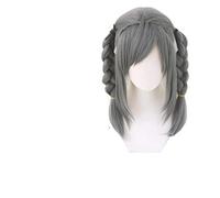 WELLHY Parrucca Cosplay Sintetica Grigio Scuro a Doppia Treccia for la Parrucca Coser Peko Pekoyama della Festa in Costume di Halloween