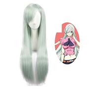 WELLHY Parrucca Cosplay The Seven Deadly Sins Elizabeth Liones Parrucca Cosplay Bianco Chiaro Parrucca Verde for Donna Capelli Sintetici + Cappuccio for Parrucca Accessorio Cosplay for Coser