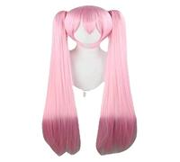 WELLHY Parrucca Costume Cosplay Anime con Doppia di Cavallo Parrucca for Ragazze Capelli Sintetici Ondulati Lunghi Lisci con Frangetta for Carnevale Festa di Halloween (Marrone) Parrucca Coser (Color