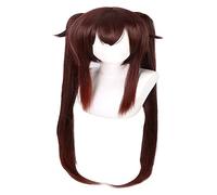 WELLHY Parrucca Costume Cosplay Anime con Doppia di Cavallo Parrucca for Ragazze Capelli Sintetici Ondulati Lunghi Lisci con Frangetta for Carnevale Festa di Halloween (Marrone) Parrucca Coser (Color