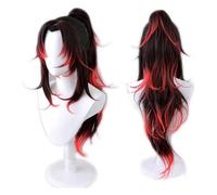 WELLHY Parrucca del Cosplay Anime, domone demonio Tsugikuni -Parrucca yoriichi, Parrucca a di Cavallo Lunga, con Parrucca Gratuita, for la parruta Quotidiana di Feste di Halloween Wig Cosplay