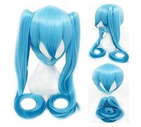 WELLHY Parrucca for Halloween Fashion Christmas Party Dress Up Wig Miku Senbon Sakura Hatsune Snow Hatsune Sakura Hatsune Albino Hatsune Kamomori Sanae Parrucca Cosplay Colore: Cy120-6 (Light Blue Hat