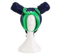 WELLHY Parrucca for Jojos Bizarre Adventure Golden Wind Jolyne Cujoh Kujo Parrucca Cosplay Panini Trecce Parrucca di Capelli Sintetici Resistente al Calore + Cappuccio for Parrucca GreenWig Parrucca C