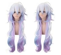 WELLHY Parrucca Merlin FGO Fate Grand Order Anime Cosplay Parrucca Cosplay Comic-Con Halloween Festa Carnevale Uomini e Donne Adulti Fan Anime Regalo (Parrucca Capelli Lunghi Viola Argento) KEEBON Par