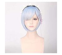 WELLHY REM Parrucca Cosplay Re:Zero Iniziare la Vita in Un Altro Mondo Accessori for la Testa del Costume Blu e Rosa Cosplay Halloween Solo Parrucca Blu KEEBON (Color : Pink One Set) Coser Wig (Color