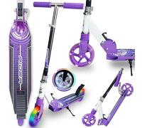 WeLLIFE |Monopattino per Bambini in Alluminio| Ruote luminose a Led grandi 140mm| Monopattino Viola in Alluminio| Altezza Regolabile per Bambini